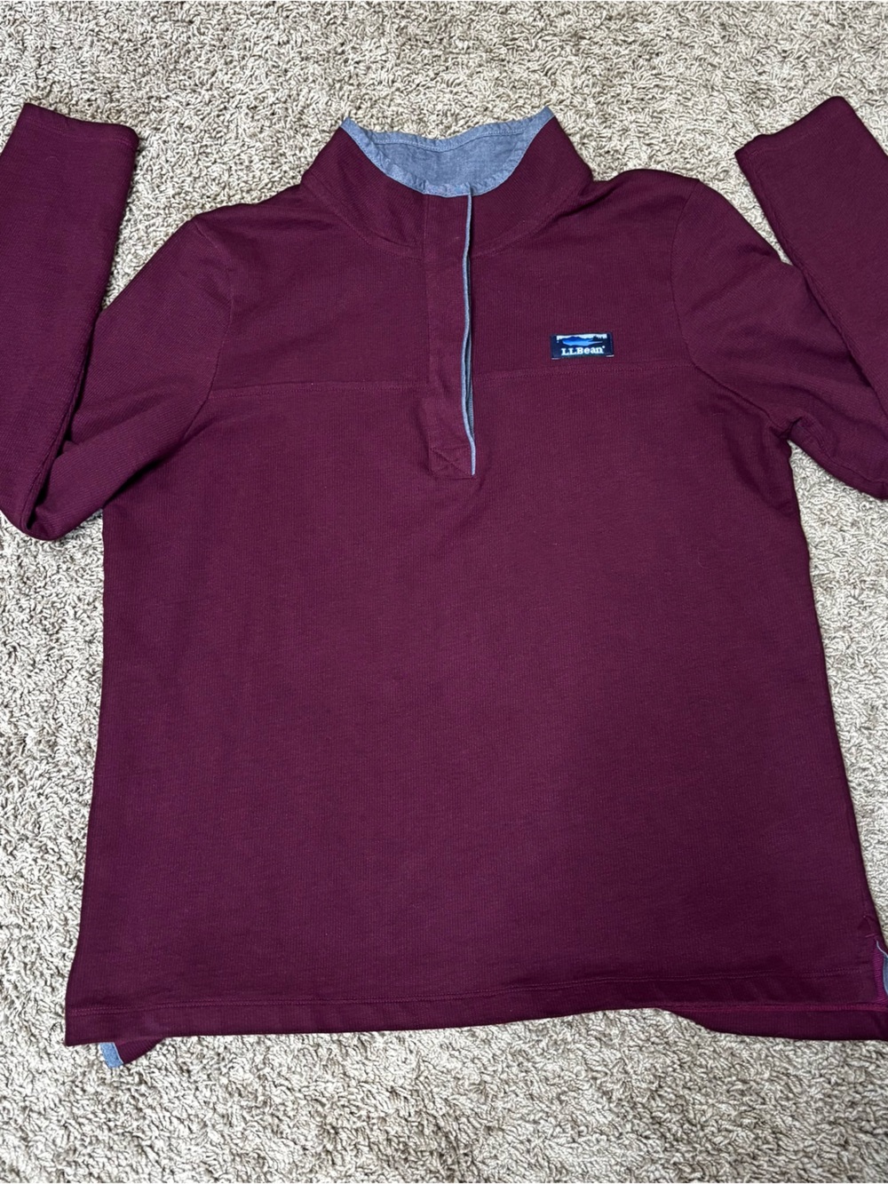 L.L. Bean women’s large rugby pullover with Contrast Placket.Preppy classic EUC